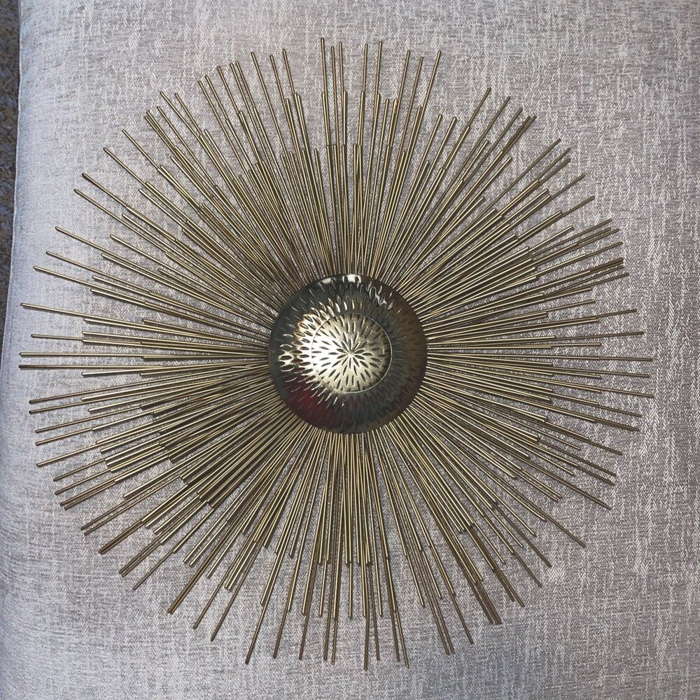 Contemporary Brass Gold Sunburst Styled Wall Art (Similar To Curtis Jere MCM)